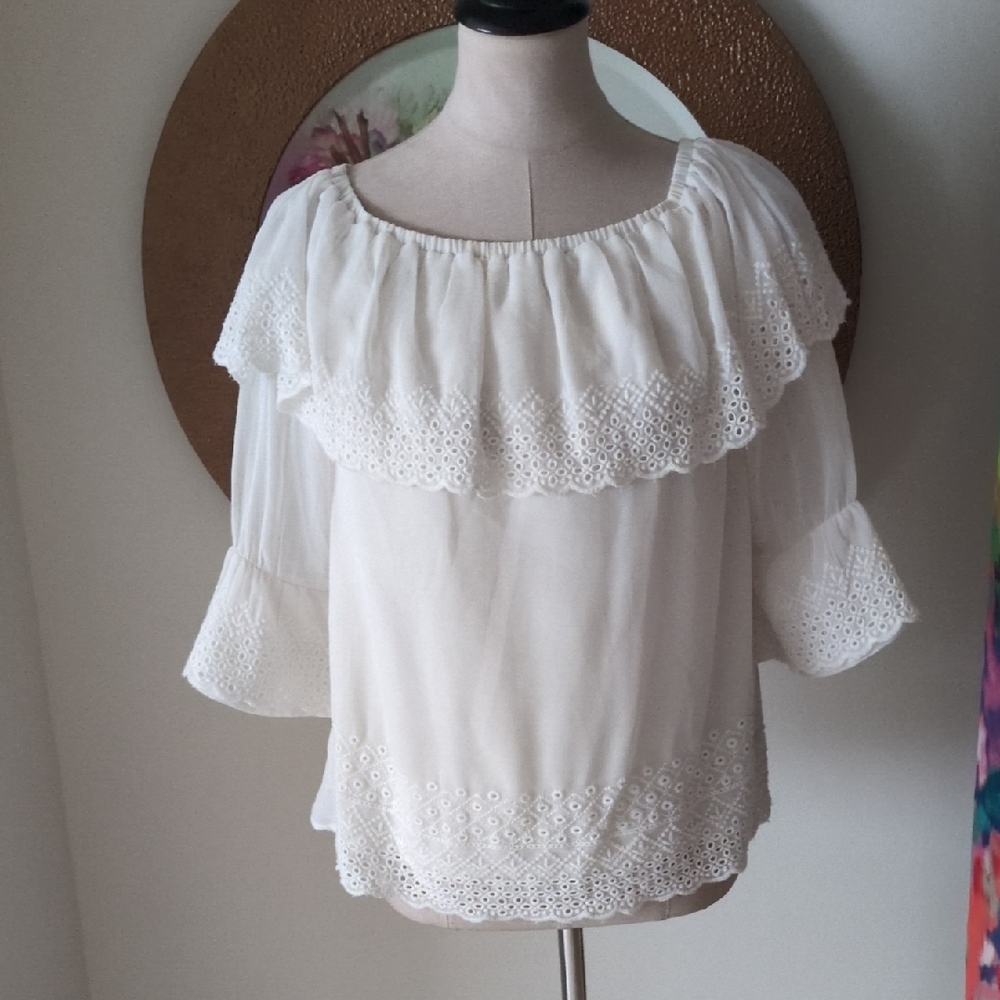 Maurices  Elegant White Eyelet Women's Top